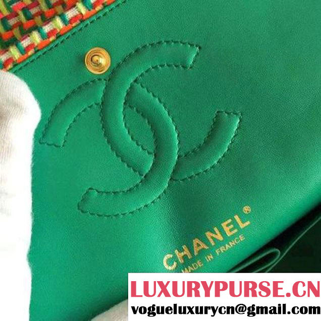 Chanel Multicolor Crochet-work Braided Classic Flap Bag Green 2016 (KN-6072209 )