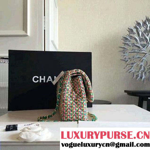 Chanel Multicolor Crochet-work Braided Classic Flap Bag Green 2016 (KN-6072209 )