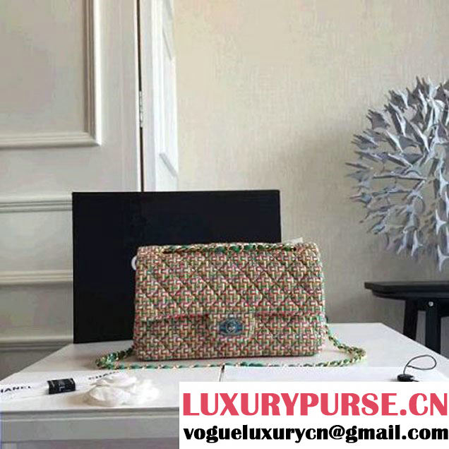 Chanel Multicolor Crochet-work Braided Classic Flap Bag Green 2016 (KN-6072209 )