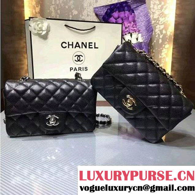 Chanel 1116 Mini Rectangular Caviar Calfskin Classic Flap Bag Black (MC-6082901 )