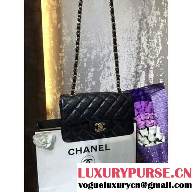 Chanel 1116 Mini Rectangular Caviar Calfskin Classic Flap Bag Black (MC-6082901 )