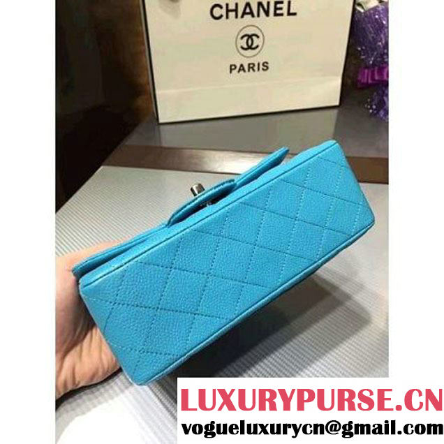Chanel 1116 Mini Rectangular Caviar Calfskin Classic Flap Bag Aqua Blue (MC-6082902 )