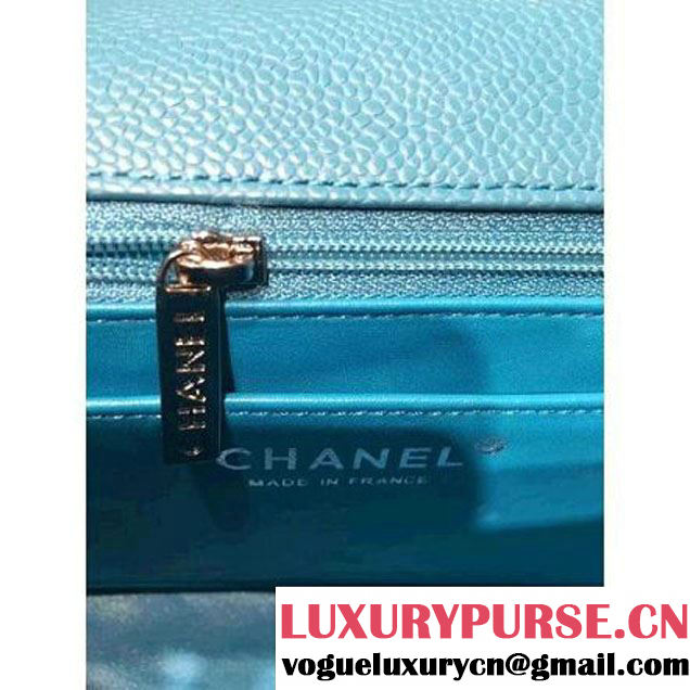 Chanel 1116 Mini Rectangular Caviar Calfskin Classic Flap Bag Aqua Blue (MC-6082902 )