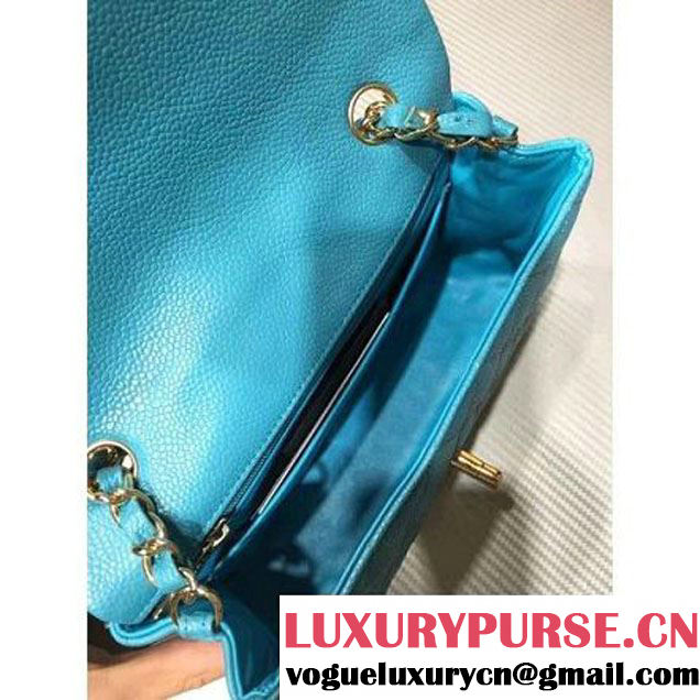Chanel 1116 Mini Rectangular Caviar Calfskin Classic Flap Bag Aqua Blue (MC-6082902 )