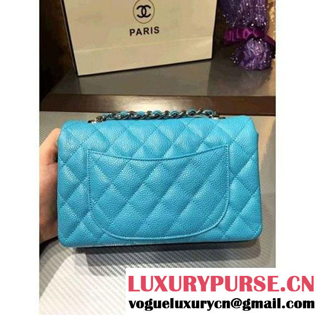 Chanel 1116 Mini Rectangular Caviar Calfskin Classic Flap Bag Aqua Blue (MC-6082902 )