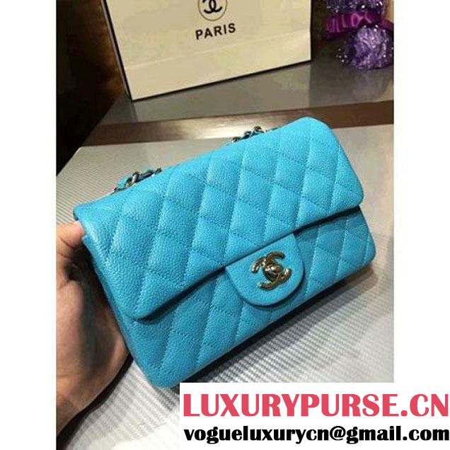 Chanel 1116 Mini Rectangular Caviar Calfskin Classic Flap Bag Aqua Blue (MC-6082902 )