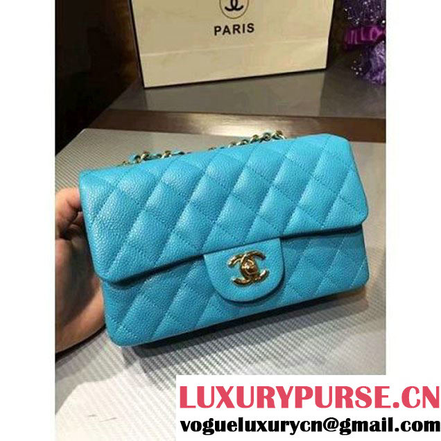 Chanel 1116 Mini Rectangular Caviar Calfskin Classic Flap Bag Aqua Blue (MC-6082902 )
