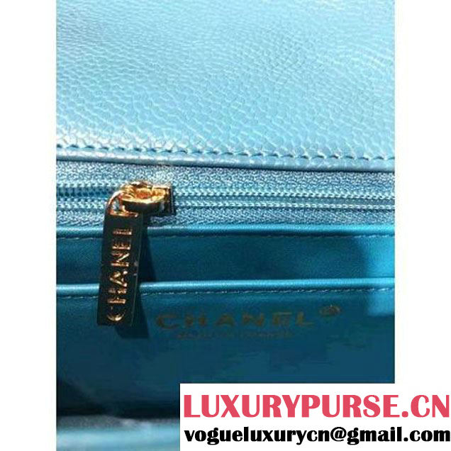 Chanel 1116 Mini Rectangular Caviar Calfskin Classic Flap Bag Aqua Blue (MC-6082902 )
