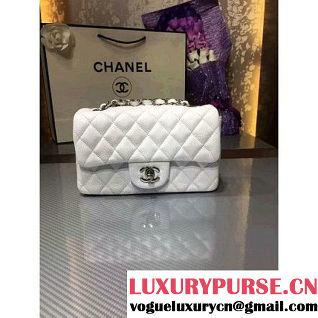Chanel 1116 Mini Rectangular Caviar Calfskin Classic Flap Bag White (MC-6082903 )