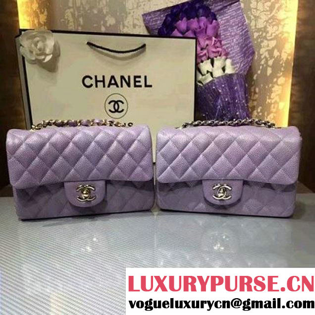 Chanel 1116 Mini Rectangular Caviar Calfskin Classic Flap Bag Lavender (MC-6082905 )