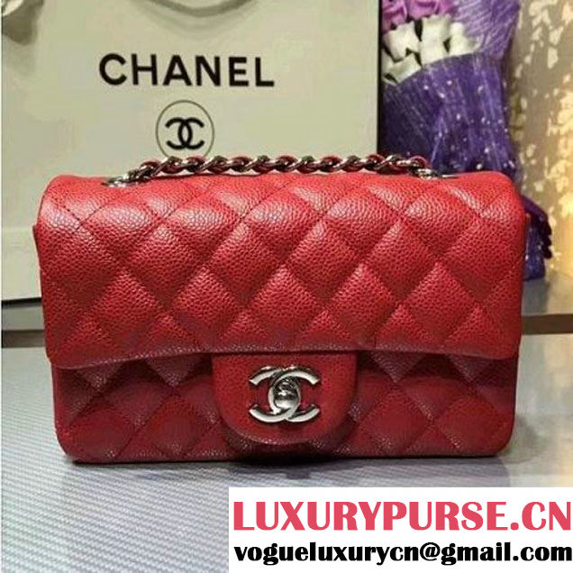 Chanel 1116 Mini Rectangular Caviar Calfskin Classic Flap Bag Red (MC-6082906 )