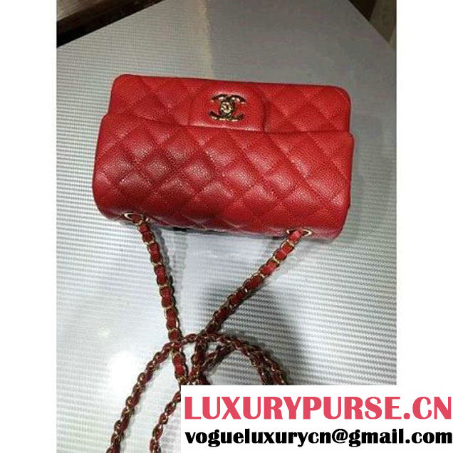 Chanel 1116 Mini Rectangular Caviar Calfskin Classic Flap Bag Red (MC-6082906 )