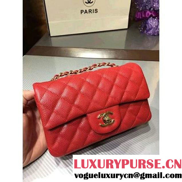 Chanel 1116 Mini Rectangular Caviar Calfskin Classic Flap Bag Red (MC-6082906 )