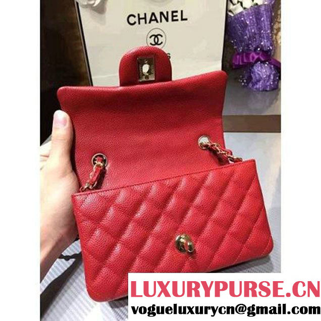 Chanel 1116 Mini Rectangular Caviar Calfskin Classic Flap Bag Red (MC-6082906 )
