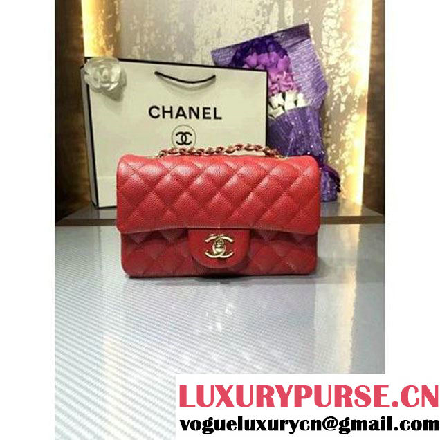 Chanel 1116 Mini Rectangular Caviar Calfskin Classic Flap Bag Red (MC-6082906 )