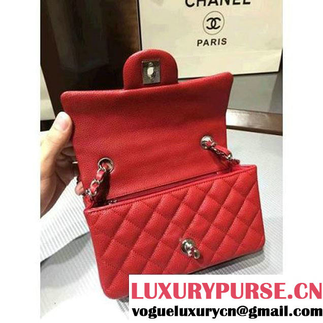 Chanel 1116 Mini Rectangular Caviar Calfskin Classic Flap Bag Red (MC-6082906 )