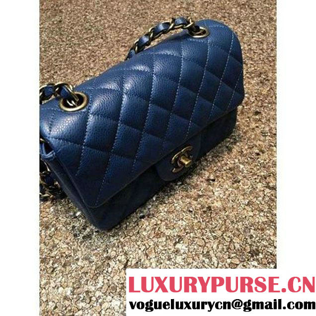 Chanel 1116 Mini Rectangular Caviar Calfskin Classic Flap Bag Blue (MC-6082907 )