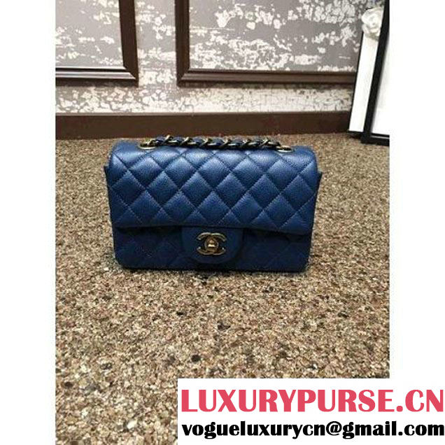 Chanel 1116 Mini Rectangular Caviar Calfskin Classic Flap Bag Blue (MC-6082907 )