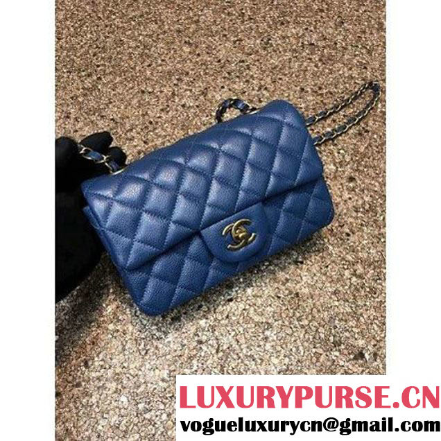Chanel 1116 Mini Rectangular Caviar Calfskin Classic Flap Bag Blue (MC-6082907 )
