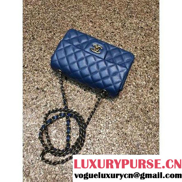 Chanel 1116 Mini Rectangular Caviar Calfskin Classic Flap Bag Blue (MC-6082907 )