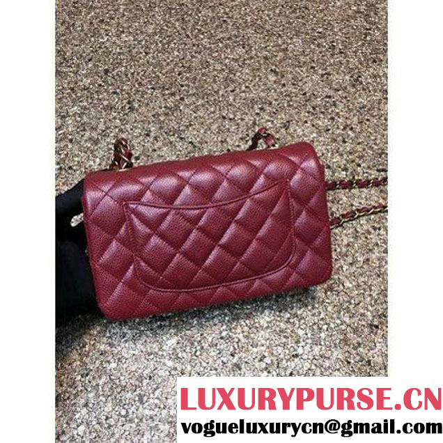 Chanel 1116 Mini Rectangular Caviar Calfskin Classic Flap Bag Burgundy (MC-6082908 )