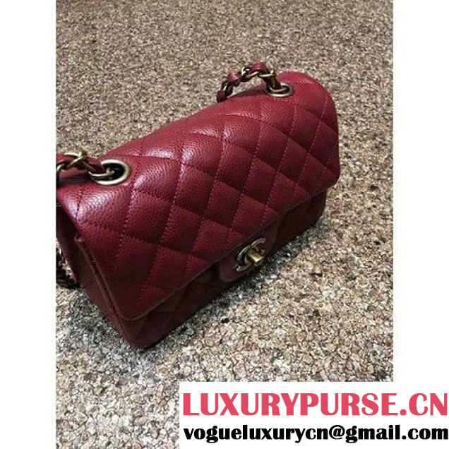 Chanel 1116 Mini Rectangular Caviar Calfskin Classic Flap Bag Burgundy (MC-6082908 )