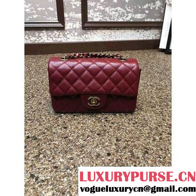 Chanel 1116 Mini Rectangular Caviar Calfskin Classic Flap Bag Burgundy (MC-6082908 )