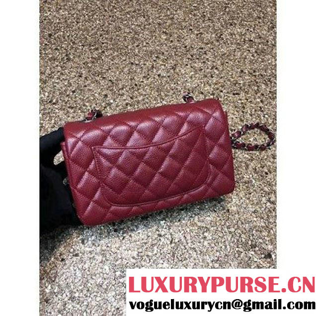 Chanel 1116 Mini Rectangular Caviar Calfskin Classic Flap Bag Burgundy (MC-6082908 )