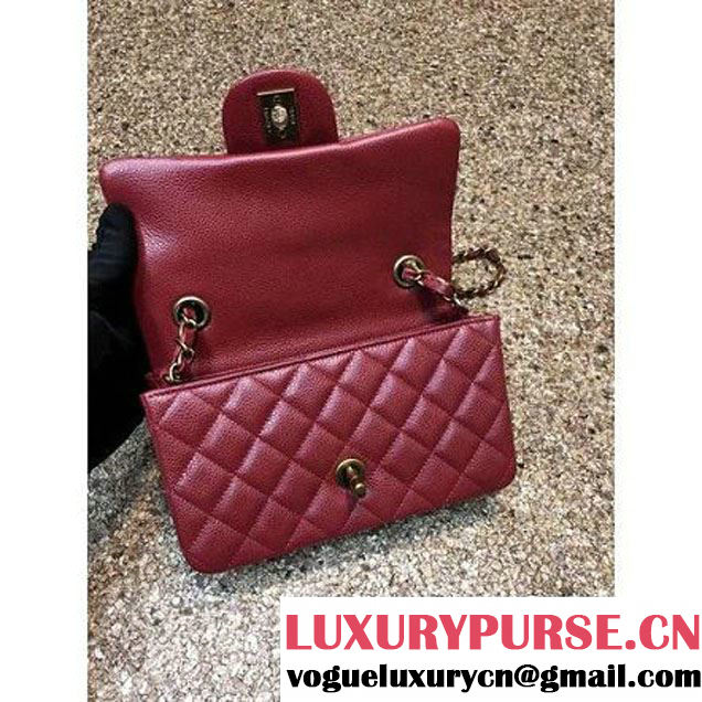 Chanel 1116 Mini Rectangular Caviar Calfskin Classic Flap Bag Burgundy (MC-6082908 )