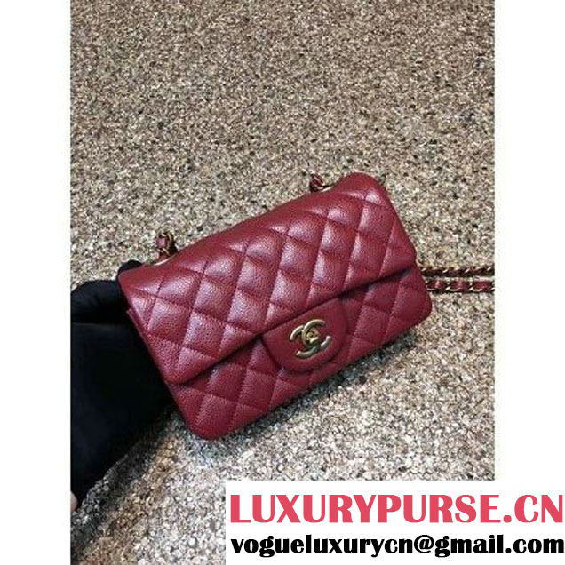 Chanel 1116 Mini Rectangular Caviar Calfskin Classic Flap Bag Burgundy (MC-6082908 )