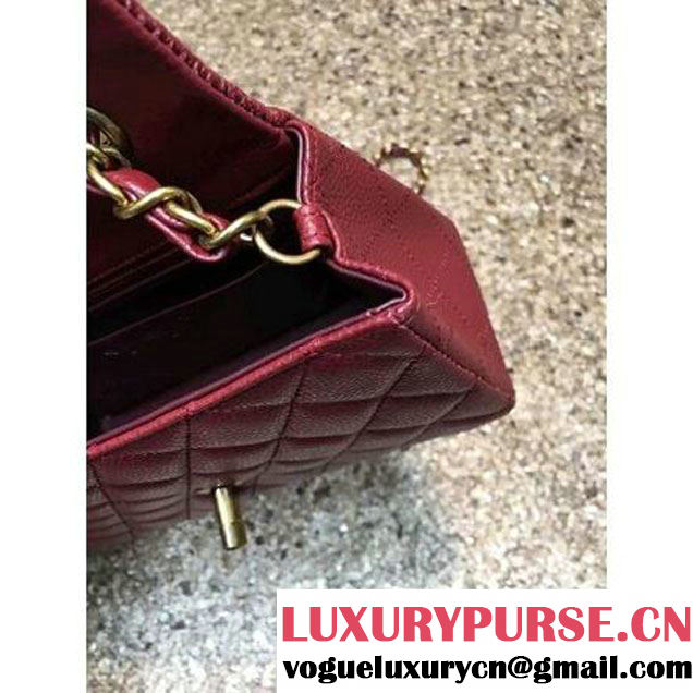 Chanel 1116 Mini Rectangular Caviar Calfskin Classic Flap Bag Burgundy (MC-6082908 )