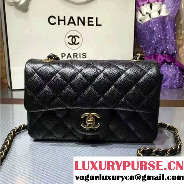 Chanel 1116 Mini Rectangular Caviar Calfskin Classic Flap Bag & Vintage Hardware Black (MC-6082909 )