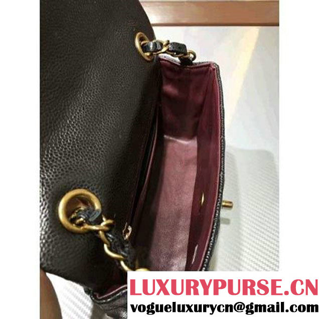 Chanel 1116 Mini Rectangular Caviar Calfskin Classic Flap Bag & Vintage Hardware Black (MC-6082909 )