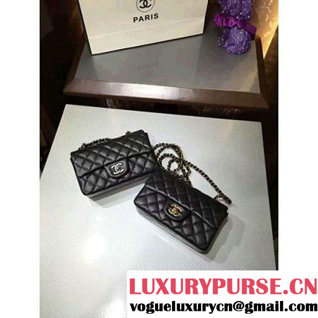 Chanel 1116 Mini Rectangular Caviar Calfskin Classic Flap Bag & Vintage Hardware Black (MC-6082909 )