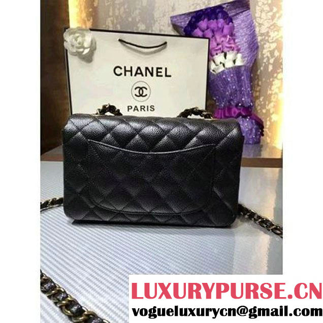 Chanel 1116 Mini Rectangular Caviar Calfskin Classic Flap Bag & Vintage Hardware Black (MC-6082909 )