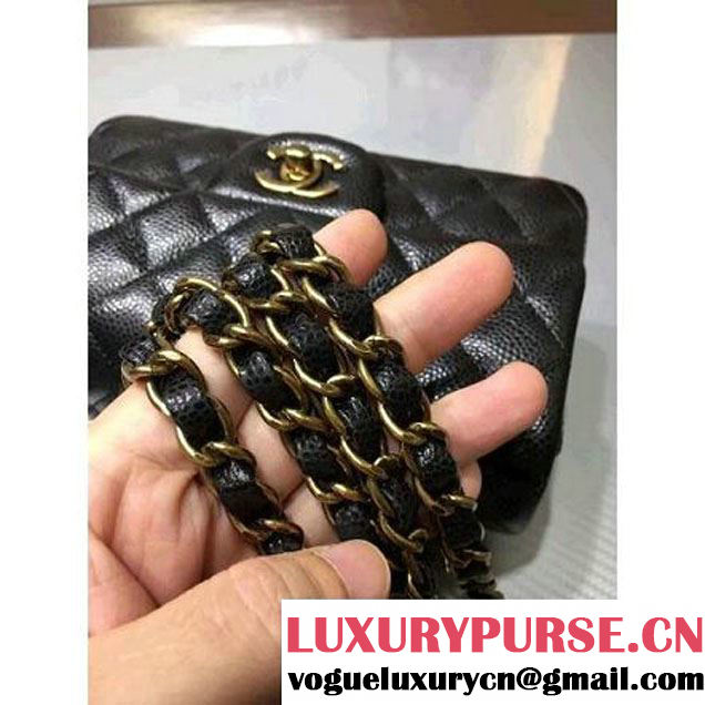 Chanel 1116 Mini Rectangular Caviar Calfskin Classic Flap Bag & Vintage Hardware Black (MC-6082909 )