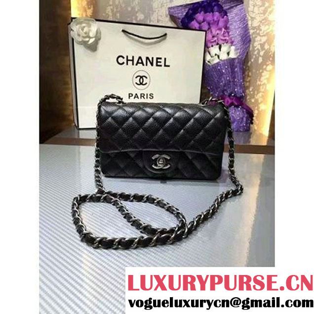 Chanel 1116 Mini Rectangular Caviar Calfskin Classic Flap Bag & Vintage Hardware Black (MC-6082909 )
