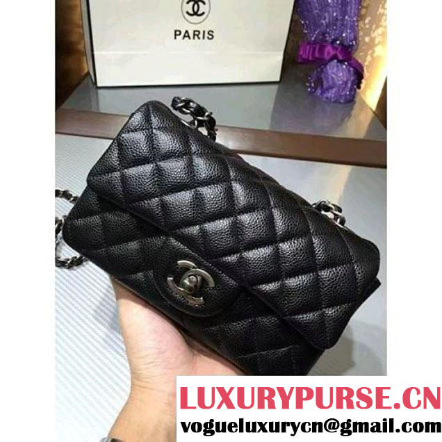 Chanel 1116 Mini Rectangular Caviar Calfskin Classic Flap Bag & Vintage Hardware Black (MC-6082909 )