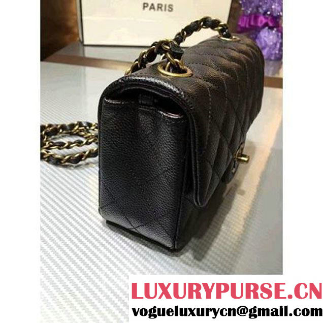 Chanel 1116 Mini Rectangular Caviar Calfskin Classic Flap Bag & Vintage Hardware Black (MC-6082909 )