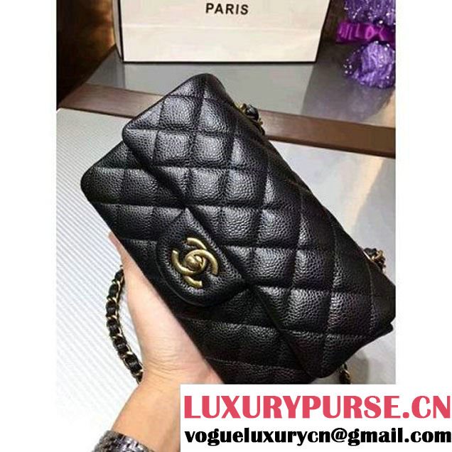 Chanel 1116 Mini Rectangular Caviar Calfskin Classic Flap Bag & Vintage Hardware Black (MC-6082909 )