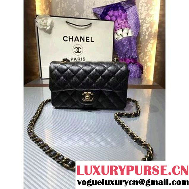 Chanel 1116 Mini Rectangular Caviar Calfskin Classic Flap Bag & Vintage Hardware Black (MC-6082909 )