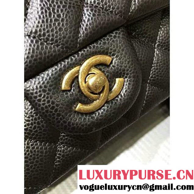 Chanel 1116 Mini Rectangular Caviar Calfskin Classic Flap Bag & Vintage Hardware Black (MC-6082909 )