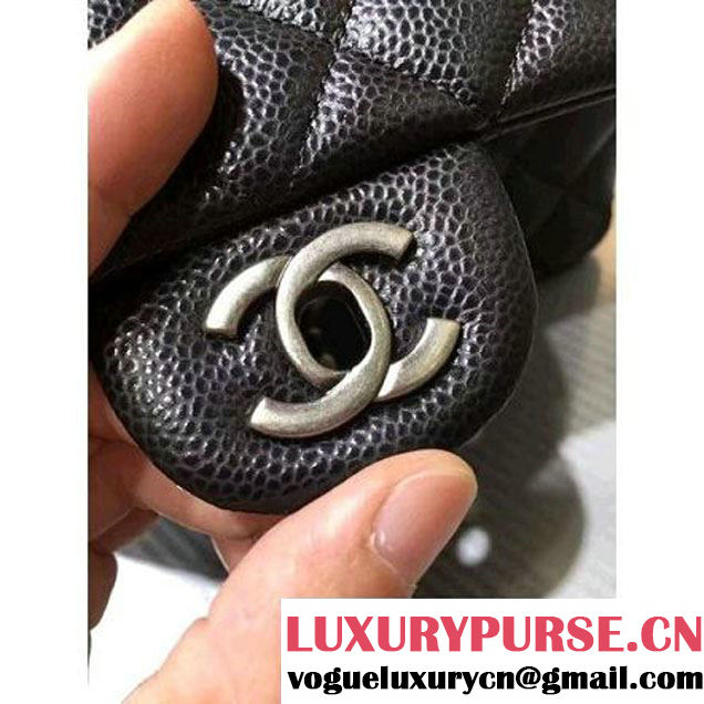 Chanel 1116 Mini Rectangular Caviar Calfskin Classic Flap Bag & Vintage Hardware Black (MC-6082909 )