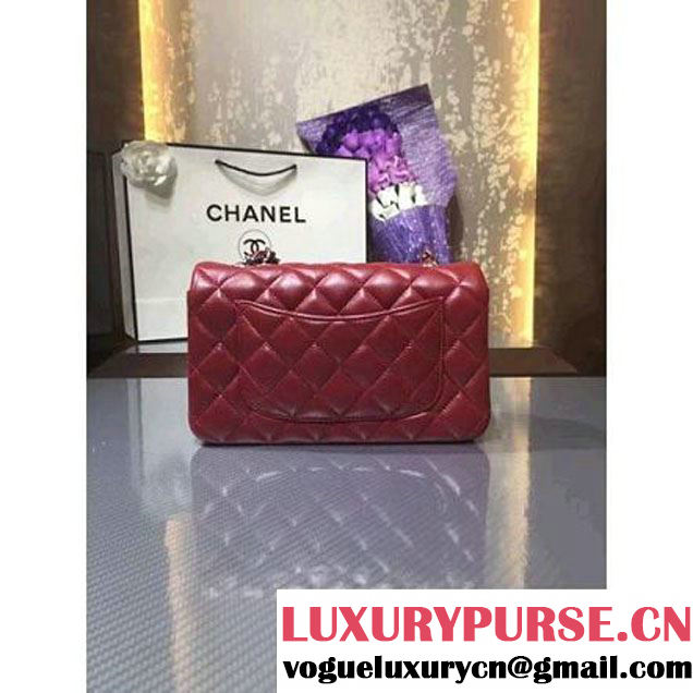 Chanel 1116 Mini Rectangular Lambskin Classic Flap Bag Red (Silver Hardware) (MC-6082910 )