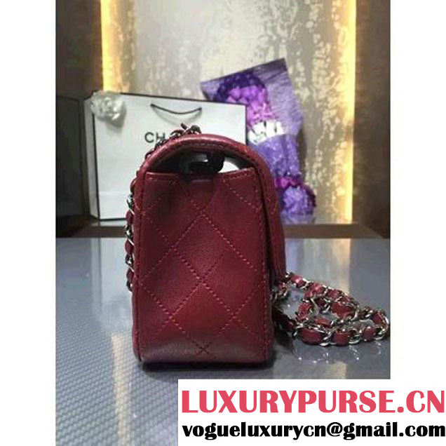 Chanel 1116 Mini Rectangular Lambskin Classic Flap Bag Red (Silver Hardware) (MC-6082910 )
