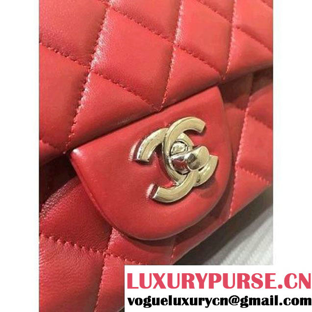 Chanel 1116 Mini Rectangular Lambskin Classic Flap Bag Red (Silver Hardware) (MC-6082910 )