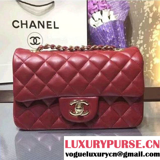 Chanel 1116 Mini Rectangular Lambskin Classic Flap Bag Red (GOLD Hardware) (MC-6082911 )