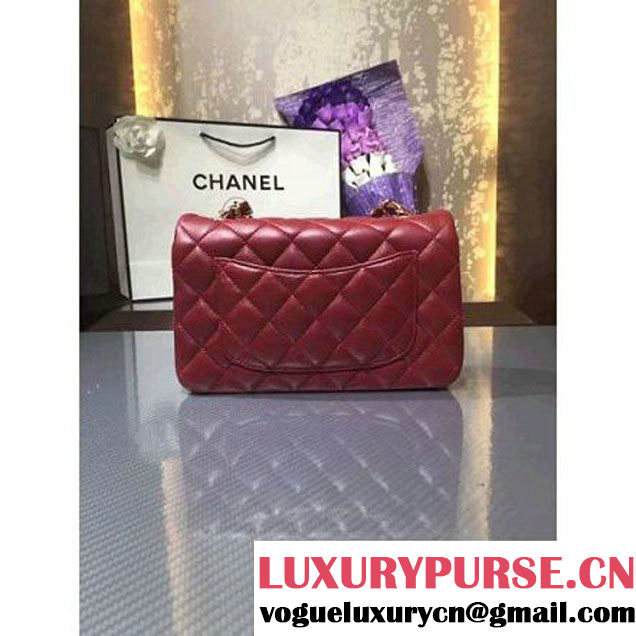 Chanel 1116 Mini Rectangular Lambskin Classic Flap Bag Red (GOLD Hardware) (MC-6082911 )