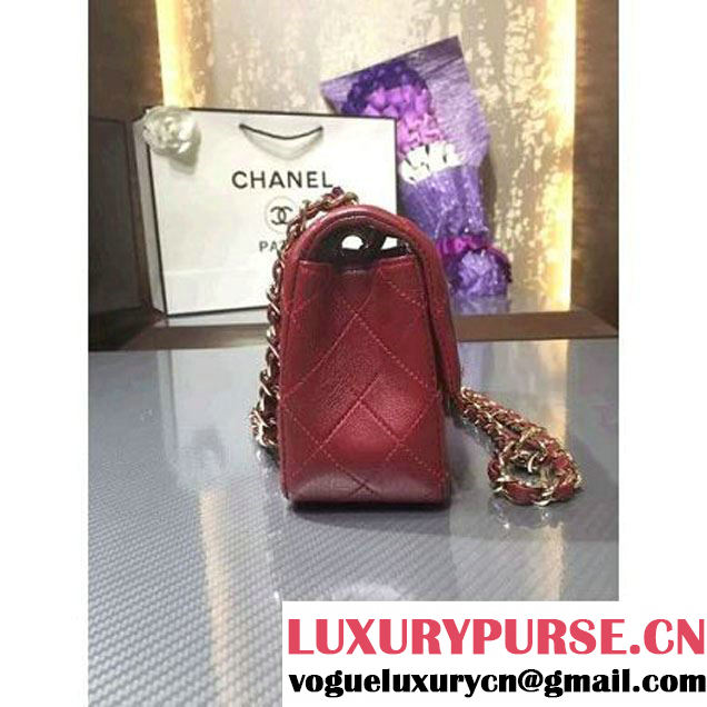 Chanel 1116 Mini Rectangular Lambskin Classic Flap Bag Red (GOLD Hardware) (MC-6082911 )