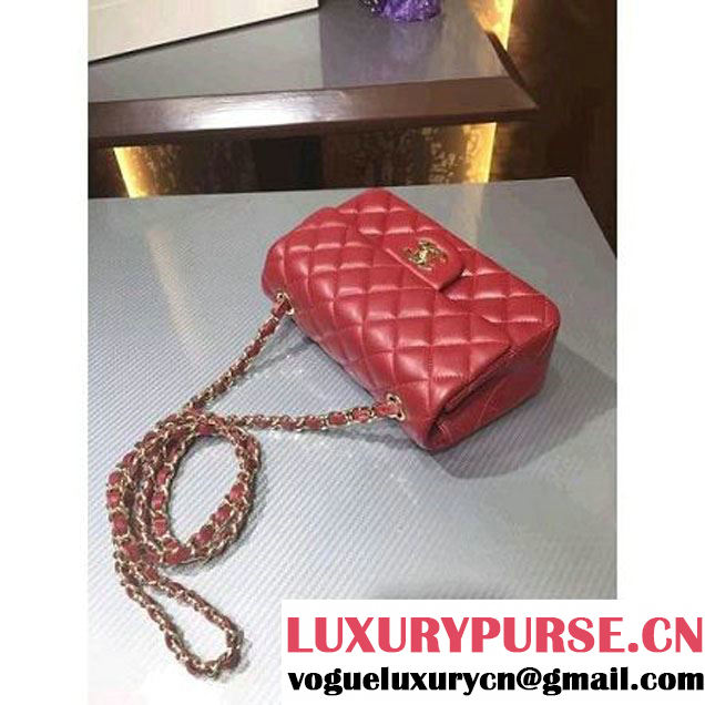 Chanel 1116 Mini Rectangular Lambskin Classic Flap Bag Red (GOLD Hardware) (MC-6082911 )